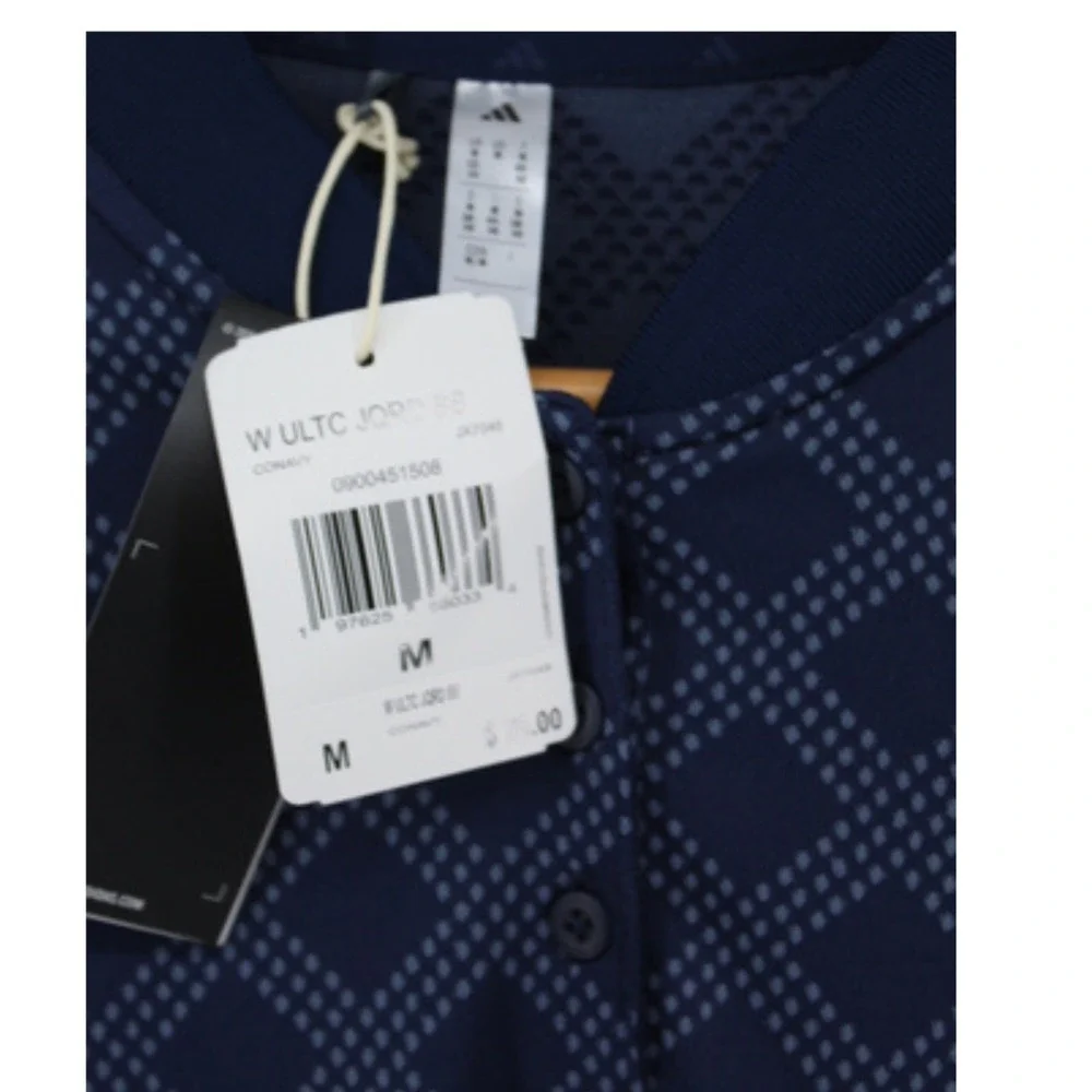 Adidas Ultimate365 Jacquard Navy Short Sleeve Polo Shirt Womens Size‎ M NWT